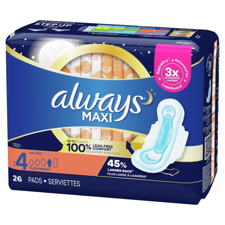 Always Maxi Overnight Size 4 Pads - Heavy Flow Protection 26 Pads — photo 3