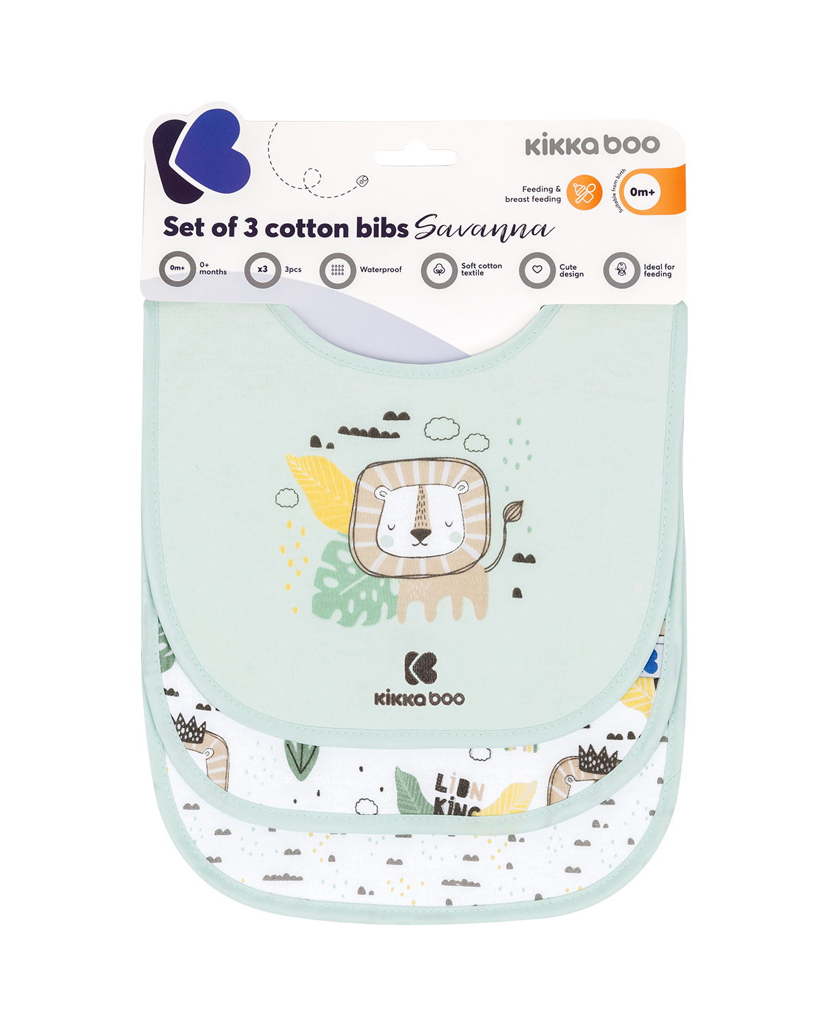 Kikka Boo Cotton Bibs Set - Savanna Mint (3-Pack) — photo 3