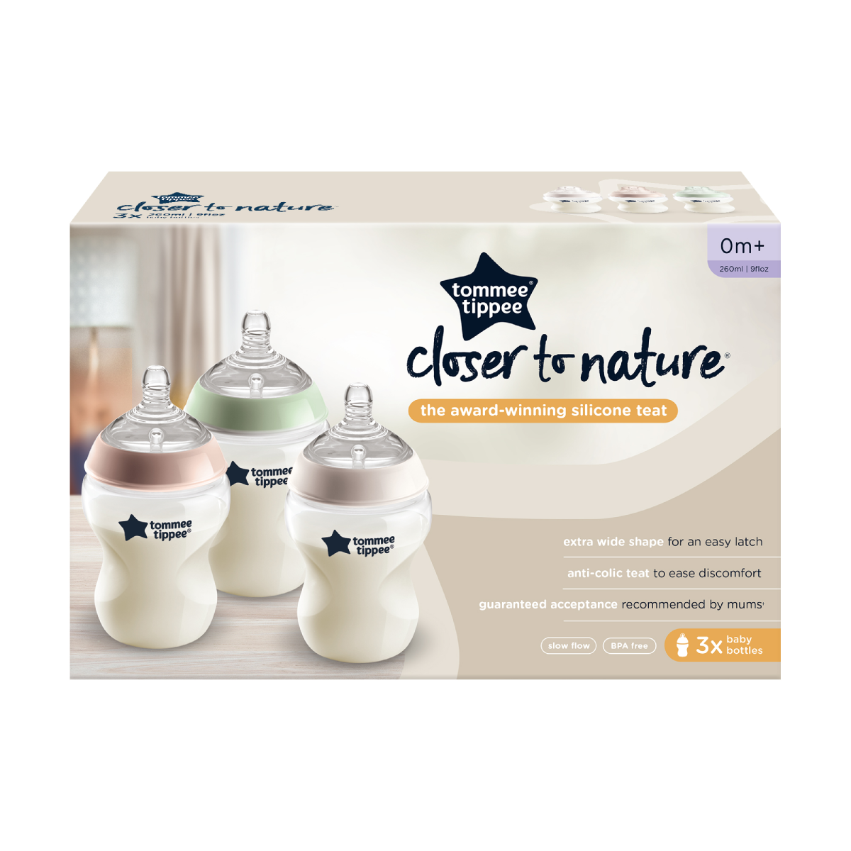 Tommee Tippee Closer to Nature Feeding Bottles (260ml / 9oz, 3-Pack). — photo 4