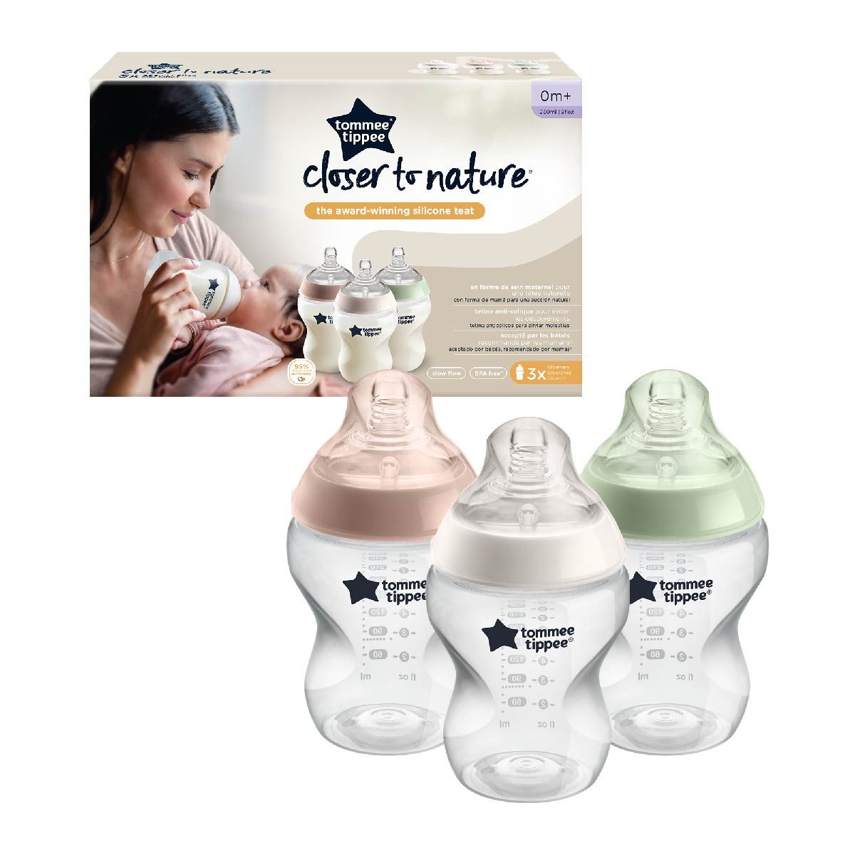 Tommee Tippee Closer to Nature Feeding Bottles (260ml / 9oz, 3-Pack). — photo 3