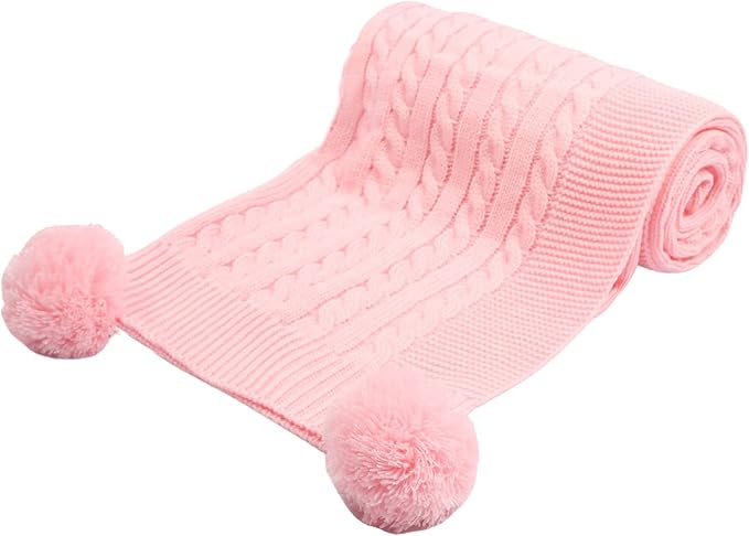 Soft Touch Infant Cable Knit Wraps Pom Pom 70100 Pink — photo 3