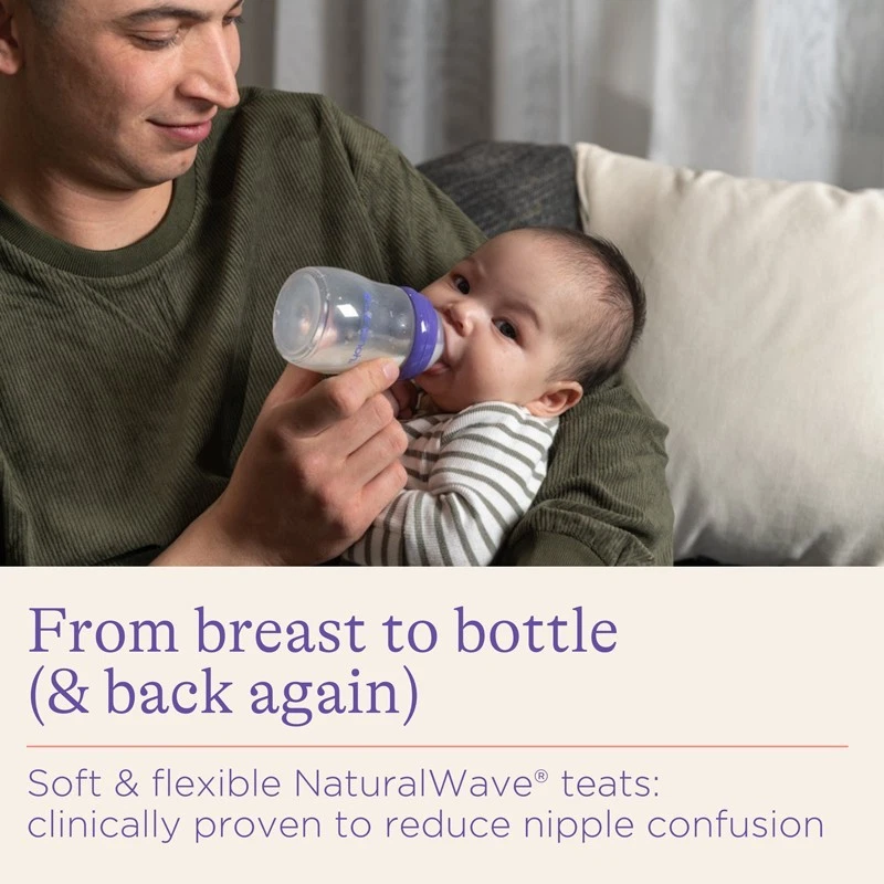 Lansinoh 160ml feeding bottle with purple collar, 2 pack