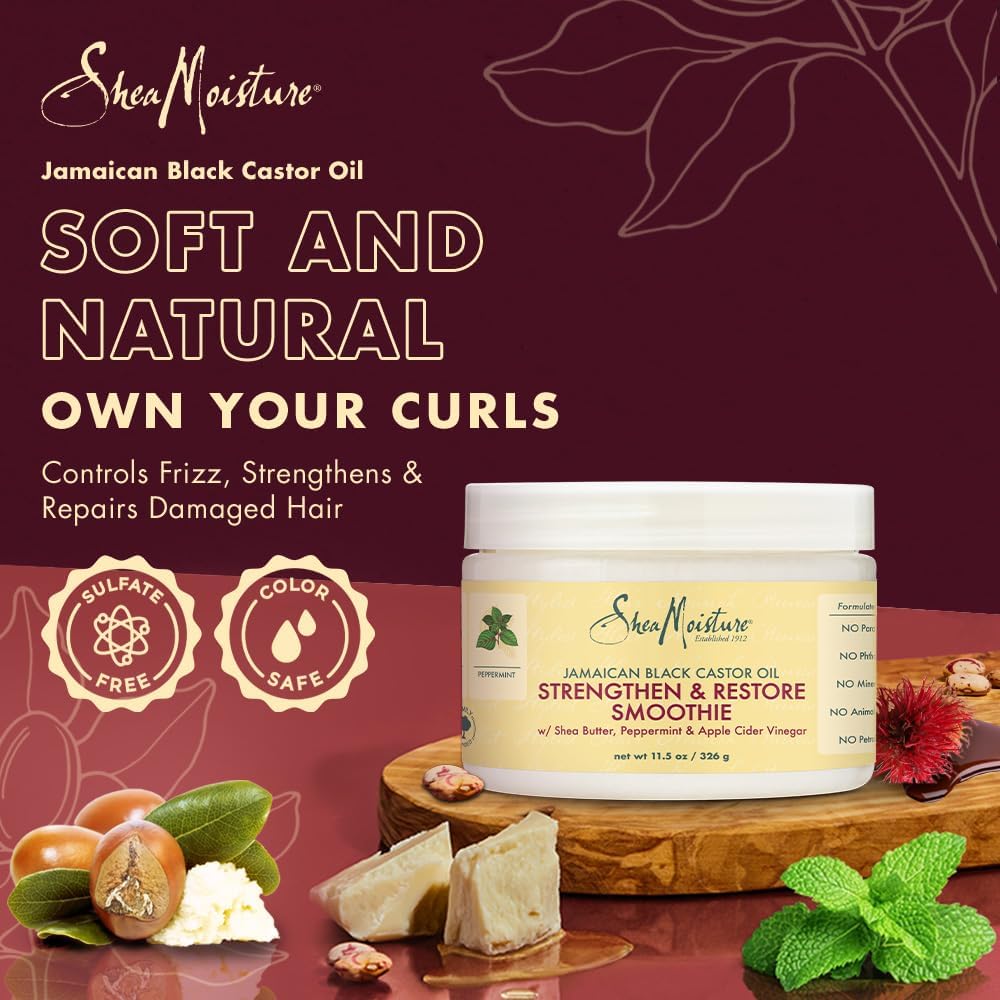 Shea Moisture Jamaican Black Castor Oil Strengthen And Restore Smoothie Cream For Unisex, 354 gm — photo 3