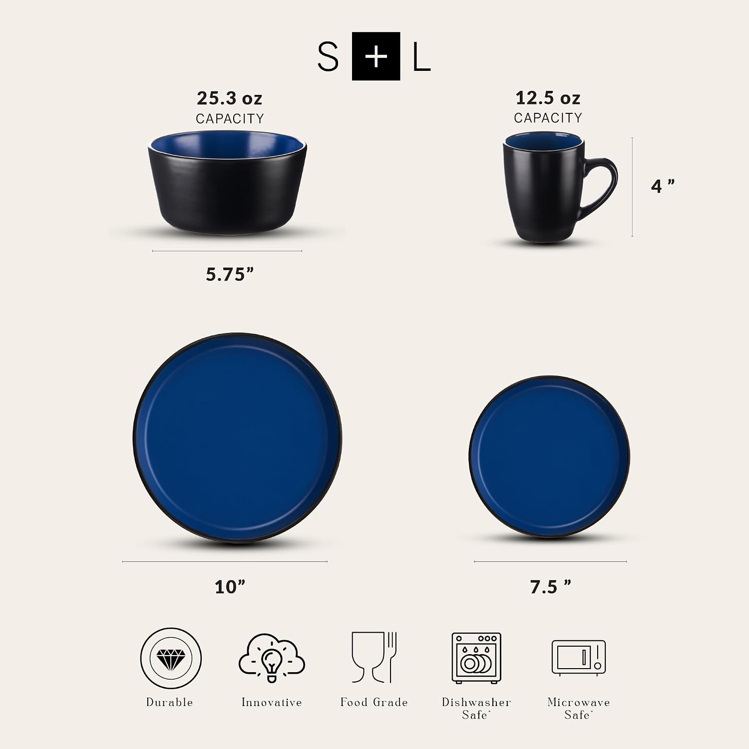 Blue Elephant Allenbac Stoneware Dinnerware - Set of 16 — photo 2