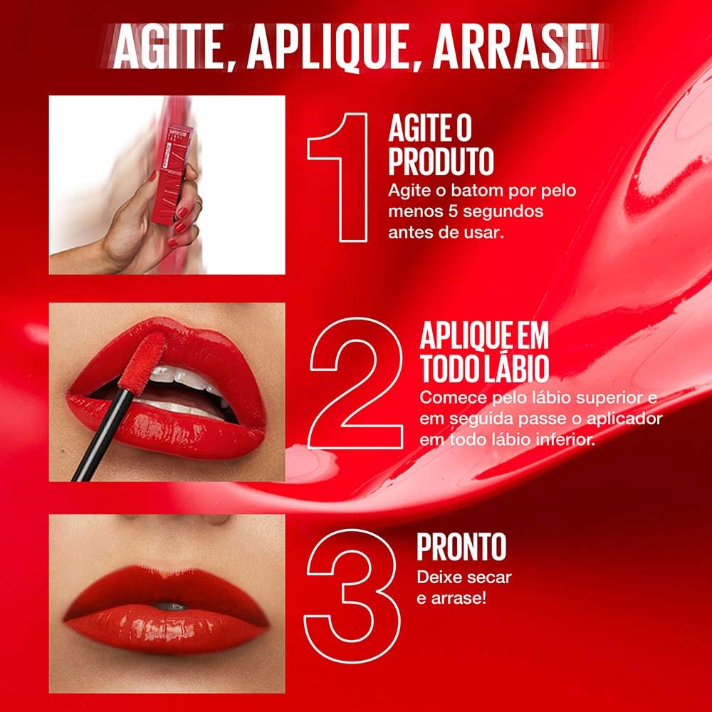Maybelline Super Stay Vinyl Ink Longwear No-Budge Liquid Lipcolor Makeup, Highly Pigmented Color and Instant Shine, Red-Hot, Fire Engine Red Lipstick, 0.14... — photo 3