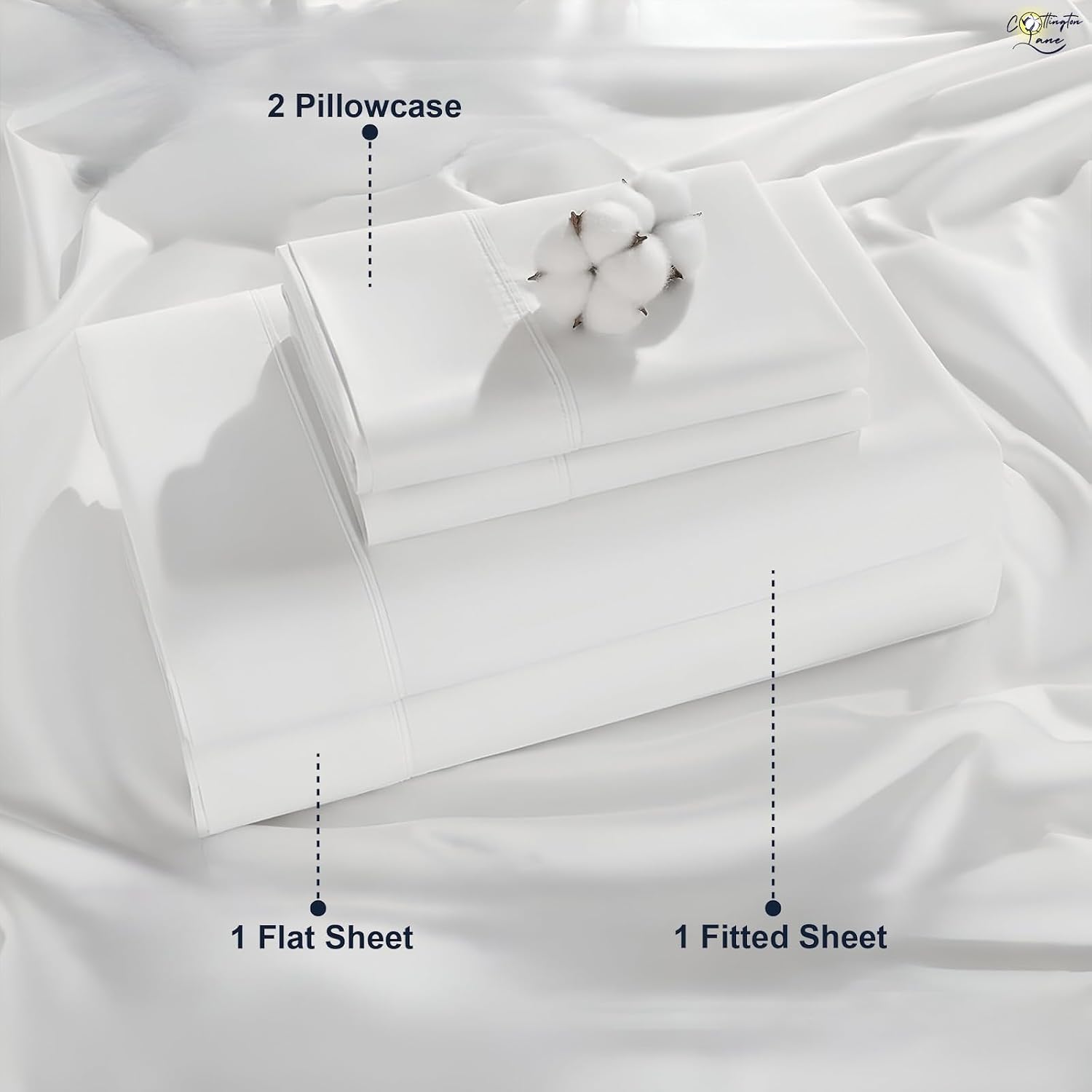 White Pearls 400 Thread Count Royal Egyptian Cotton Sateen King Fitted Sheet — photo 3