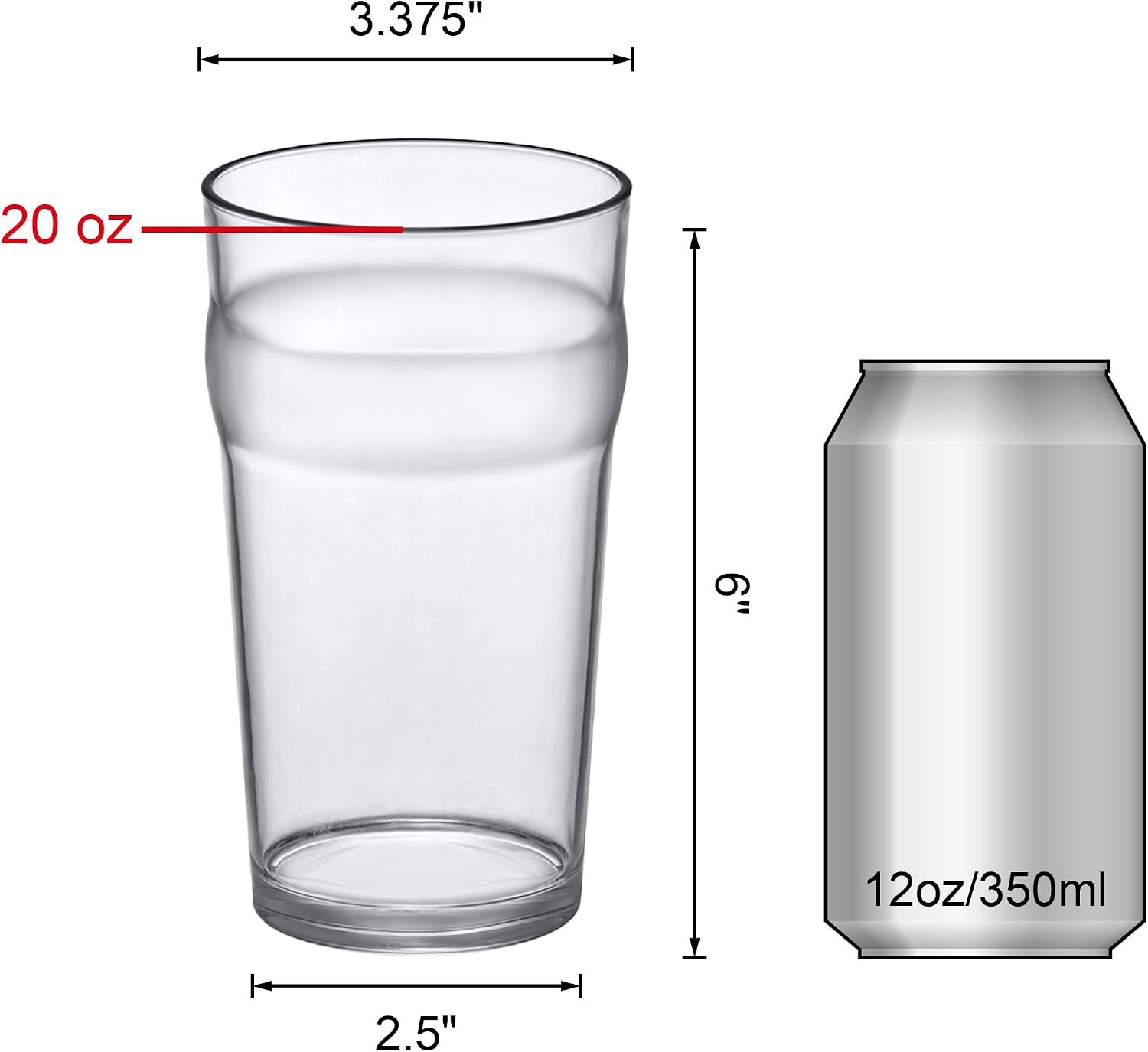 P420998-NCA Toughened Malmo Activator Max Pint Glass 350ml 6 glass — photo 2