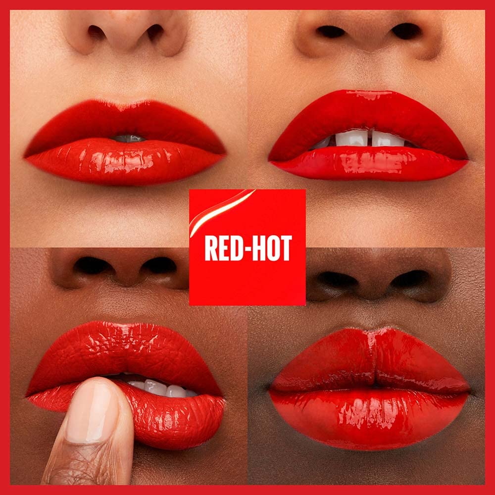 Maybelline Super Stay Vinyl Ink Longwear No-Budge Liquid Lipcolor Makeup, Highly Pigmented Color and Instant Shine, Red-Hot, Fire Engine Red Lipstick, 0.14... — photo 2