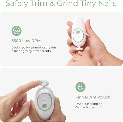 Momcozy Gentle Baby Electric Nail Trimmer / File Kit in White/Green — photo 7