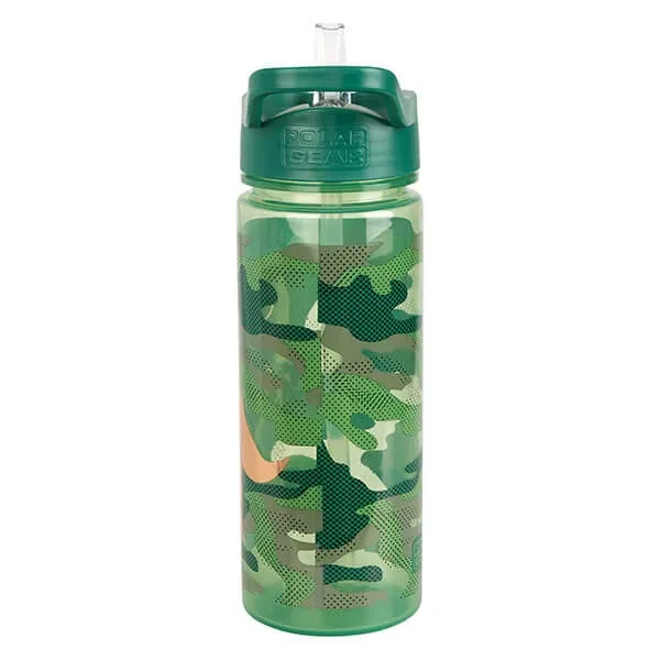 Polar Gear Camo Dino 500ml water bottle with green camouflage pattern