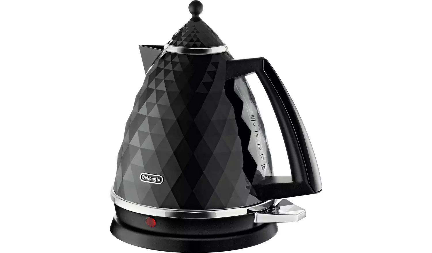 De'Longhi Brilliante black kettle 1.7 litres with anti-scale filter and swivel base