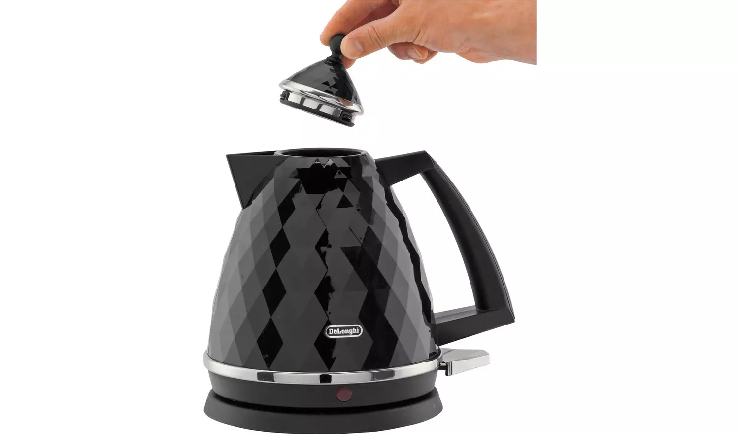 De'Longhi Brilliante black kettle 1.7 litres with anti-scale filter removable
