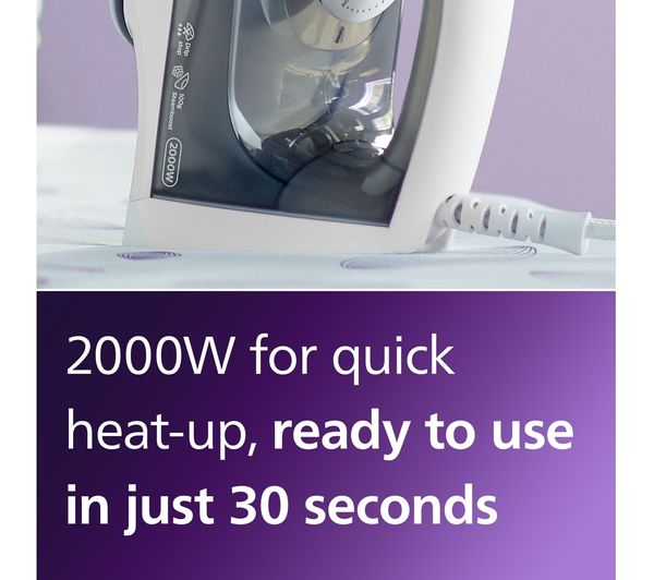 Philips EasySpeed GC1751/89 steam iron white and grey with power cord