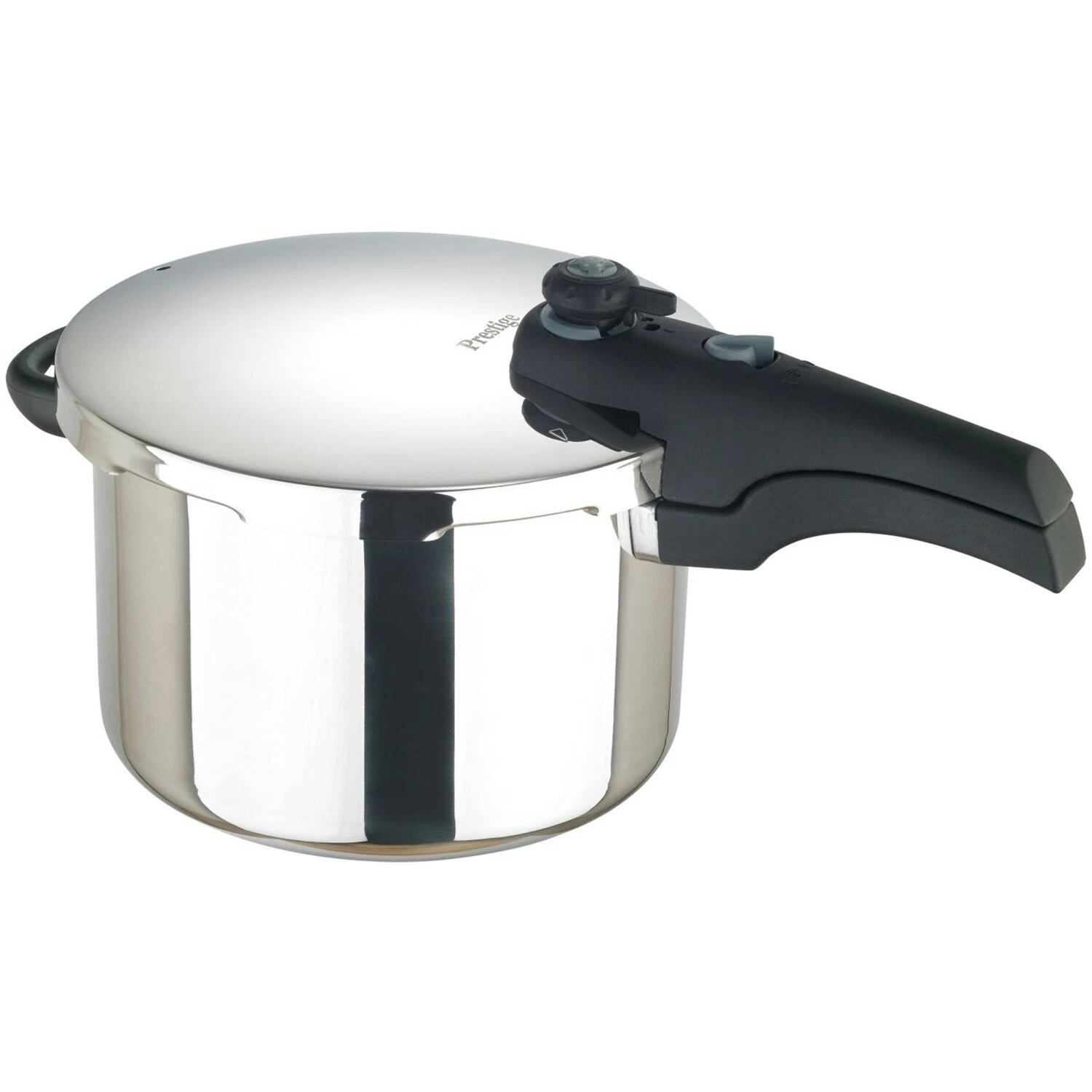 Prestige Smart Plus 6L stainless steel pressure cooker with black handles