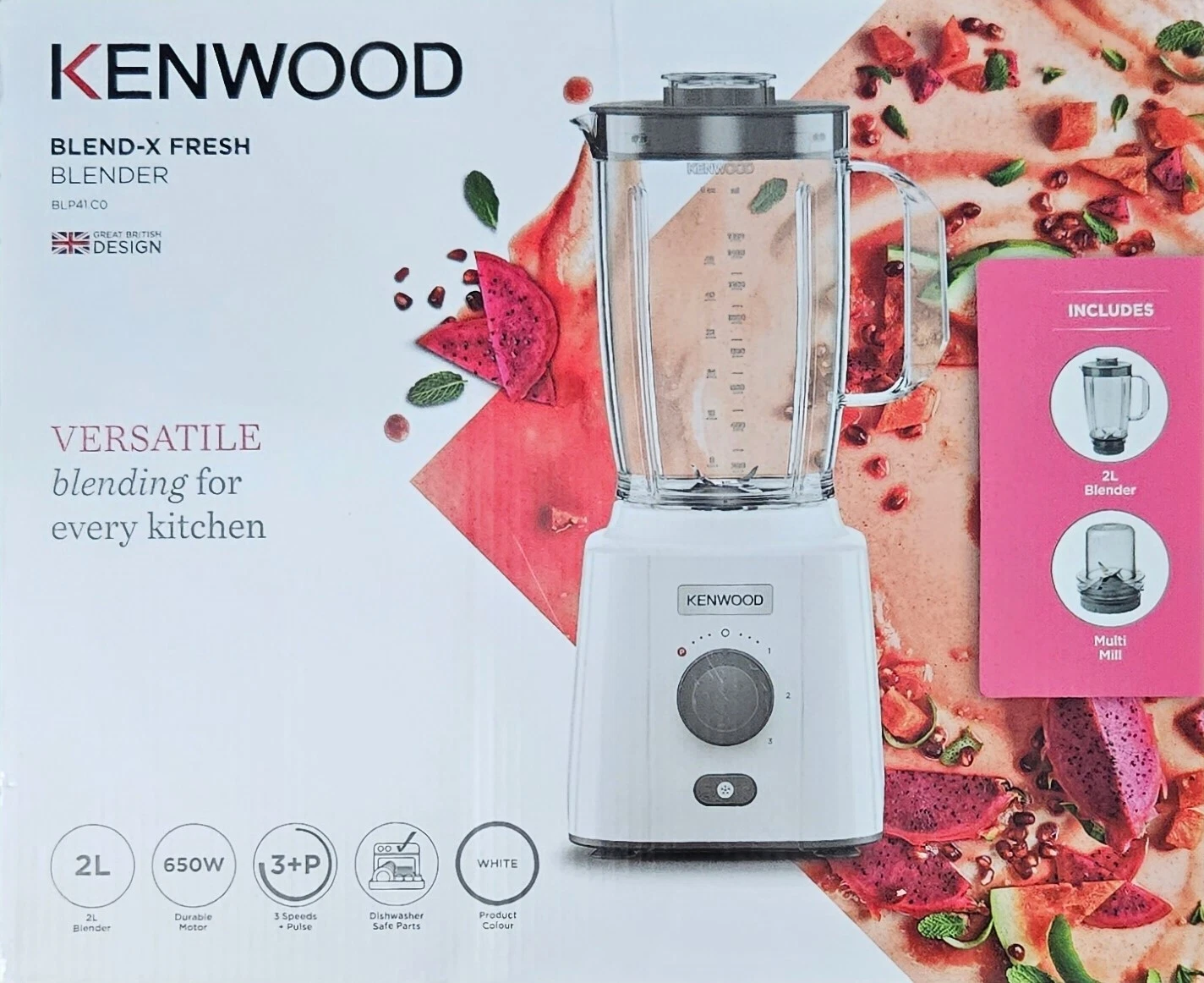 Kenwood Blend-X Fresh white compact blender with 2L jug and accessories