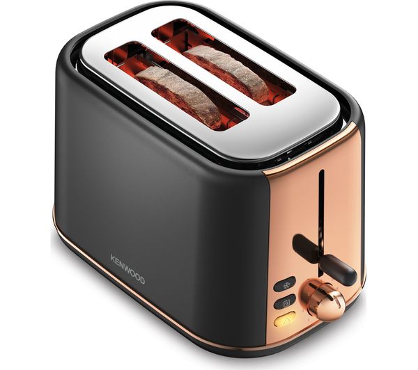 KENWOOD Abbey Lux 2-slice toaster dark grey and rose gold with toast slots open