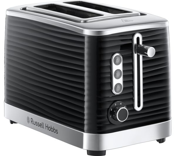Russell Hobbs Inspire 24370 black 2-slice toaster with chrome accents