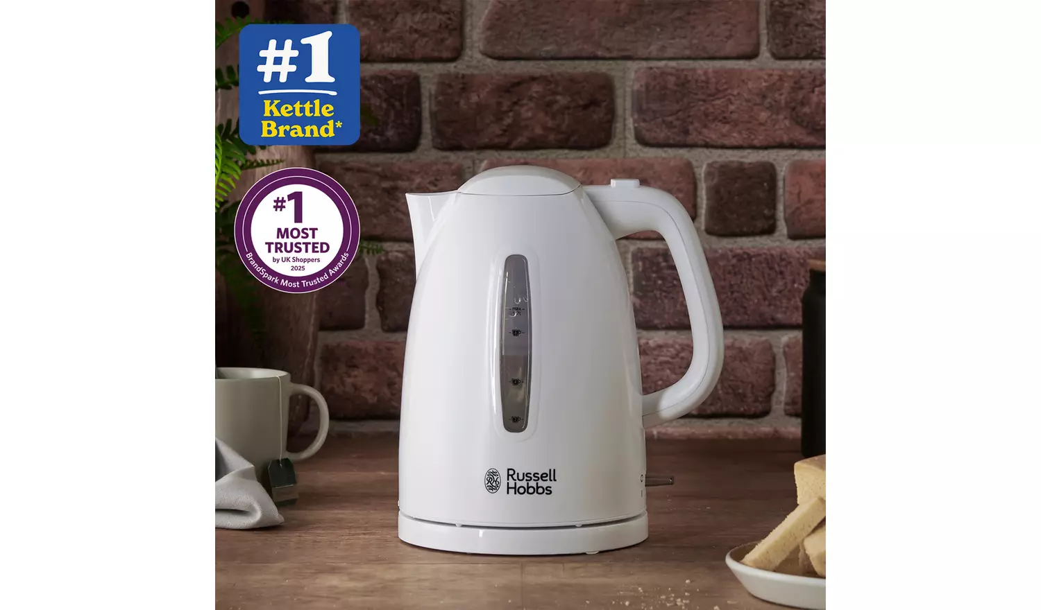 Russell Hobbs white electric kettle 1.7 litre rapid boil textured design