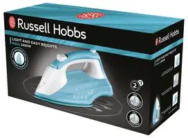 Russell Hobbs Light & Easy Brights aqua steam iron in box packaging