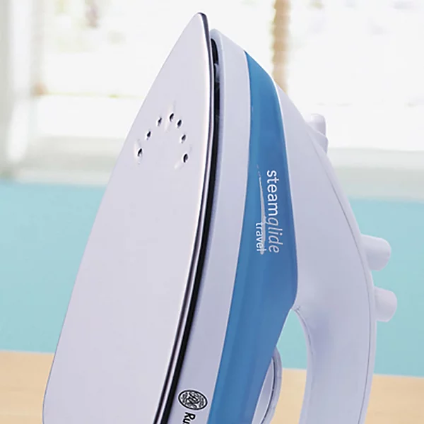 Russell Hobbs Dual Voltage Steam Glide Travel Iron white and blue