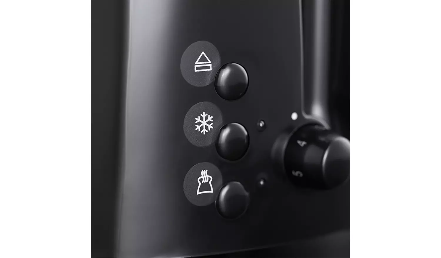 Russell Hobbs Textures black two slice toaster with control buttons and settings
