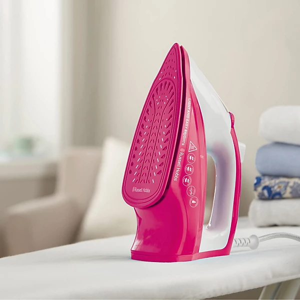 Russell Hobbs Light and Easy Brights berry steam iron 2400W with white base