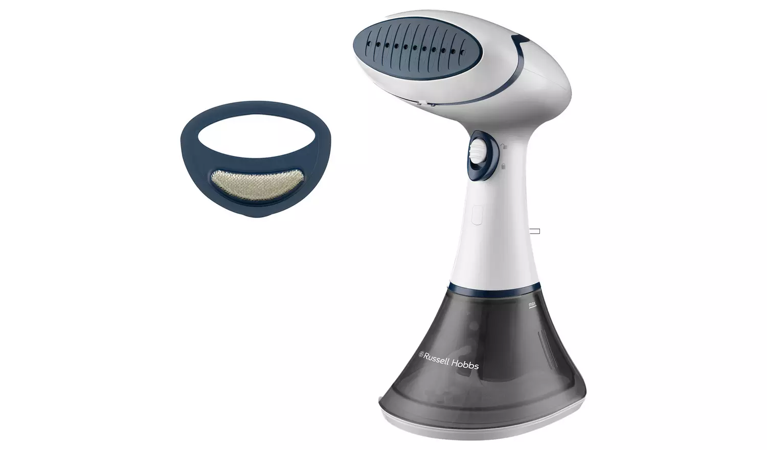 Russell Hobbs Steam Genie Essential white and charcoal garment steamer with brush attachment