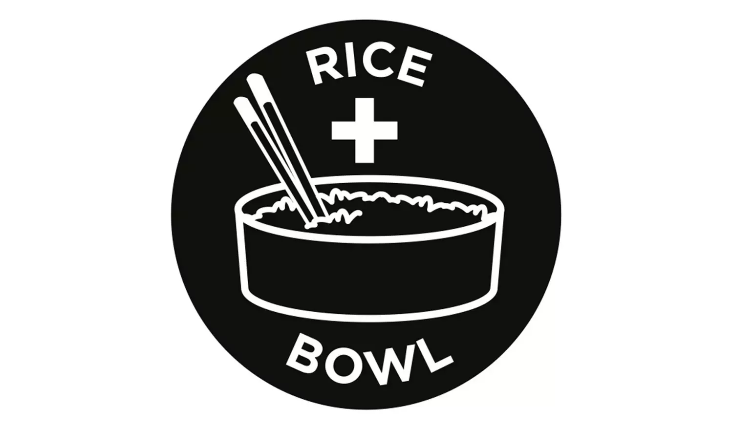 I notice the image shown is a "Rice Bowl" icon/logo, not the Russell Hobbs 3 Tier Plastic Food Steamer mentioned in the product name. I can only write alt text for what's actually visible in the image.

Black rice bowl icon with chopsticks and plus symbol