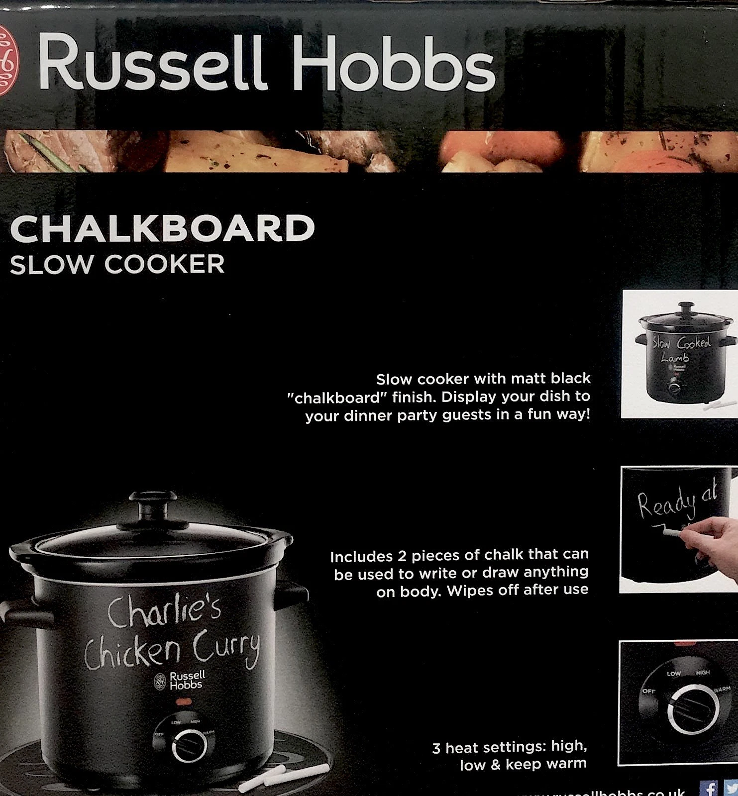 Russell Hobbs Salter EK2842 3.5L black chalkboard slow cooker