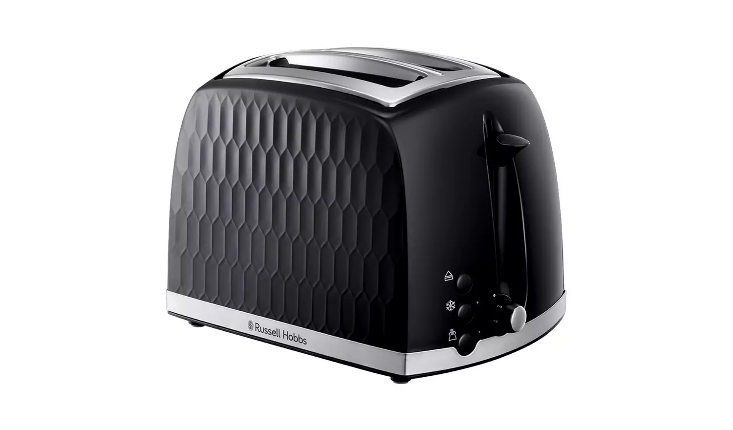 Russell Hobbs Honeycomb black two slice toaster with chrome trim