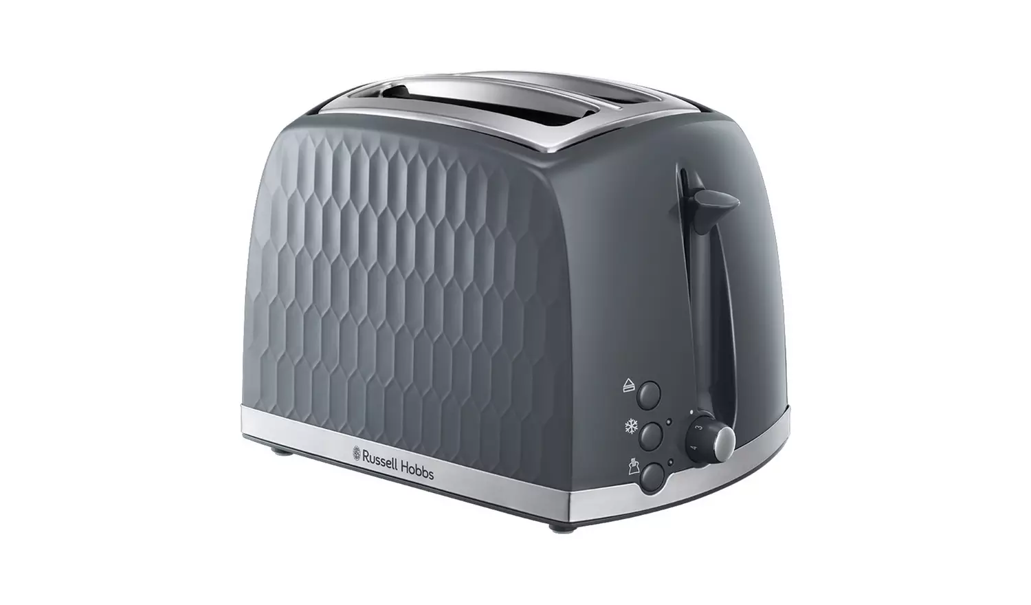 Russell Hobbs Honeycomb grey two slice toaster with chrome trim