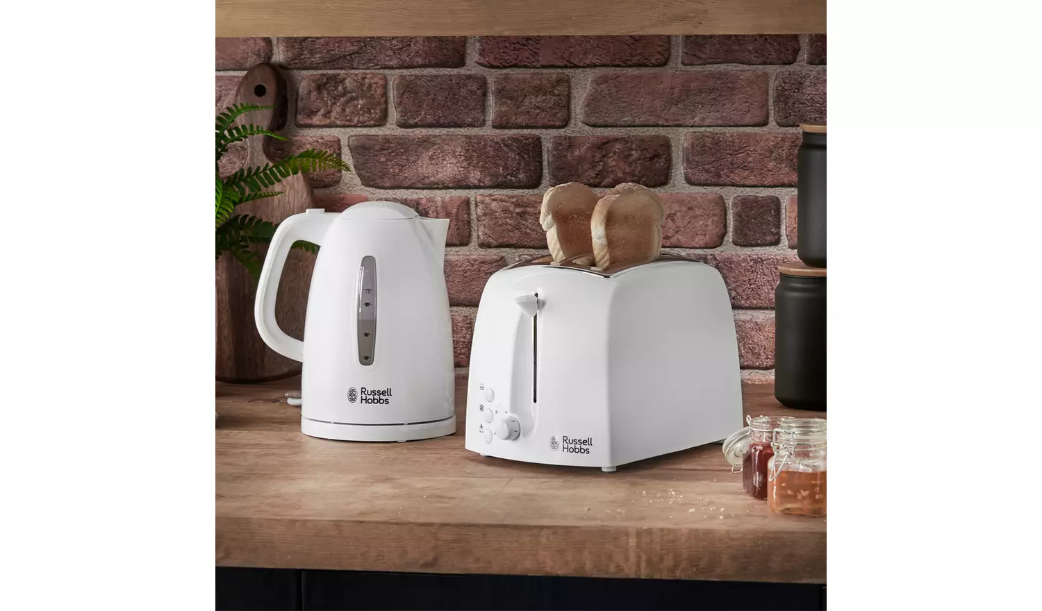 Russell Hobbs Textures white two slice toaster with toast slots and control dial