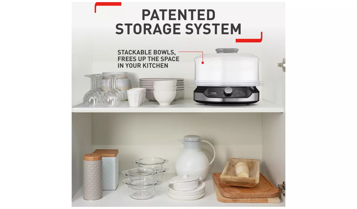 Tefal VC204865 Ultracompact black 3 bowl steamer with stacking storage system