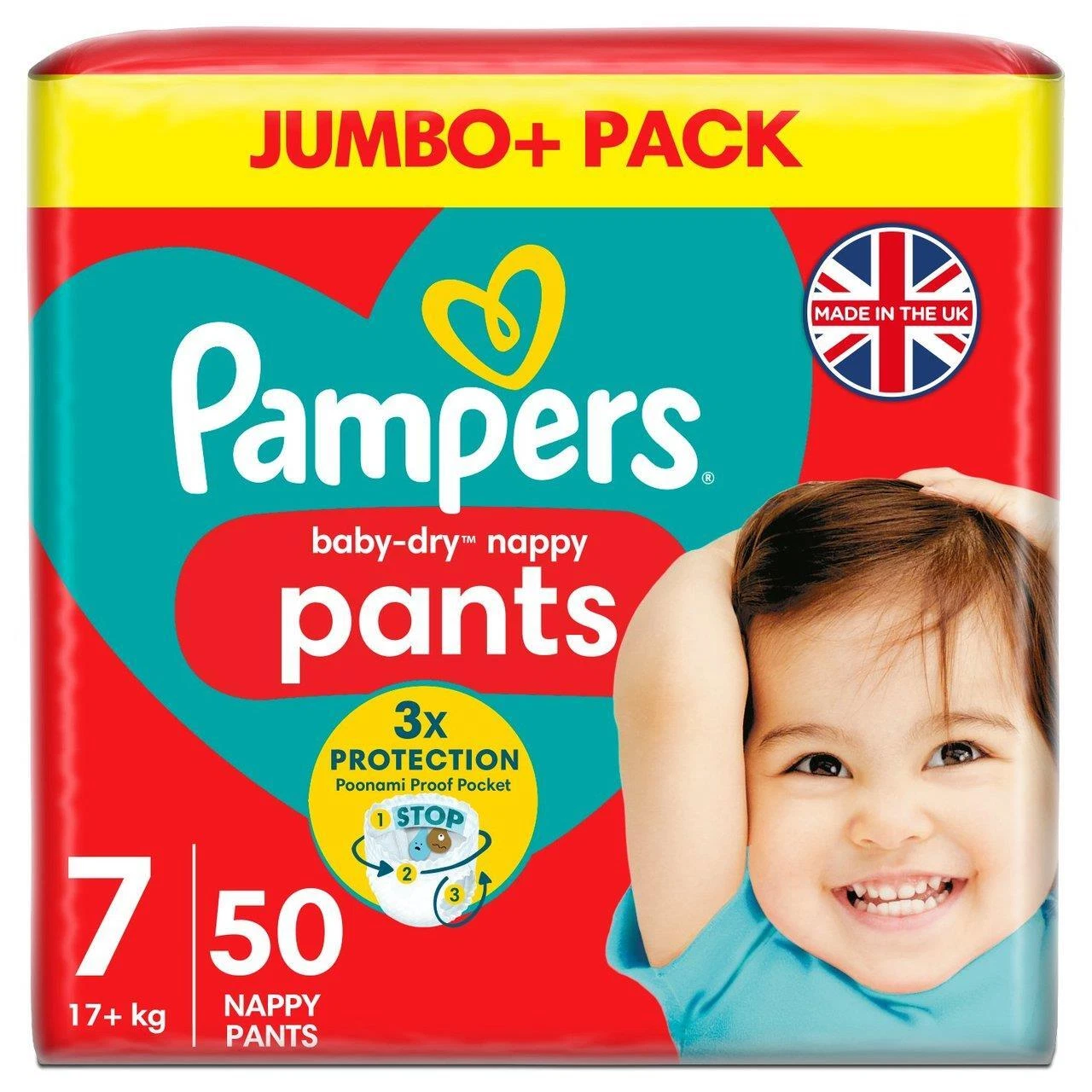 Pampers Baby-Dry nappy pants Size 7 Jumbo+ Pack 50 count