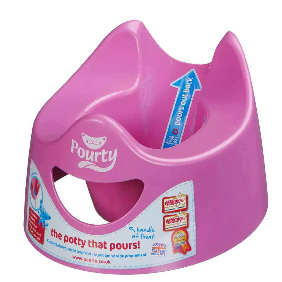 Pourty Potty pink children's pouring potty seat with handle