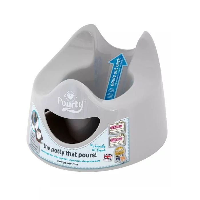 Pourty Potty grey child's portable toilet seat with handle