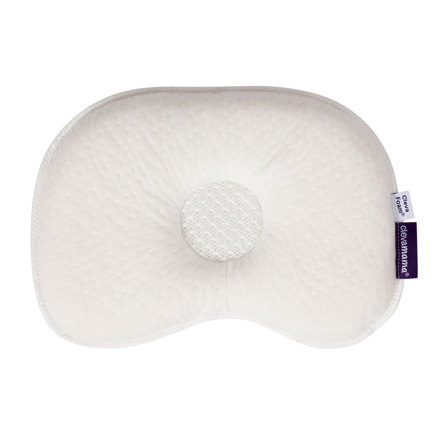Clevamama Clevafoam white infant pillow for newborns aged 0-6 months
