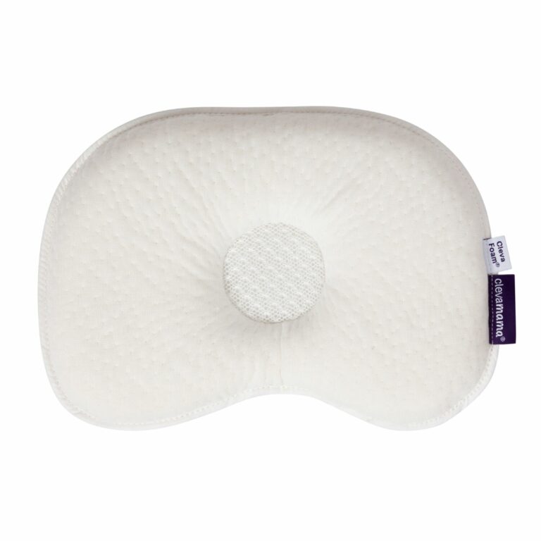 Clevamama Clevafoam white infant pillow for newborns 0-6 months breathable