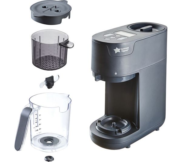 Tommee Tippee Quick Cook 6-in-1 black baby food maker with accessories