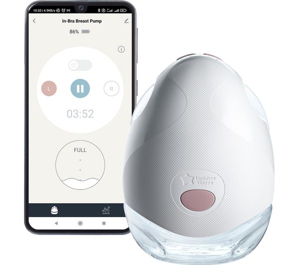 Tommee Tippee single wearable breast pump with smartphone app control display