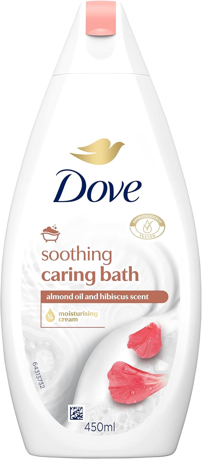 Dove Soothing Caring Bath almond oil and hibiscus 450ml bottle
