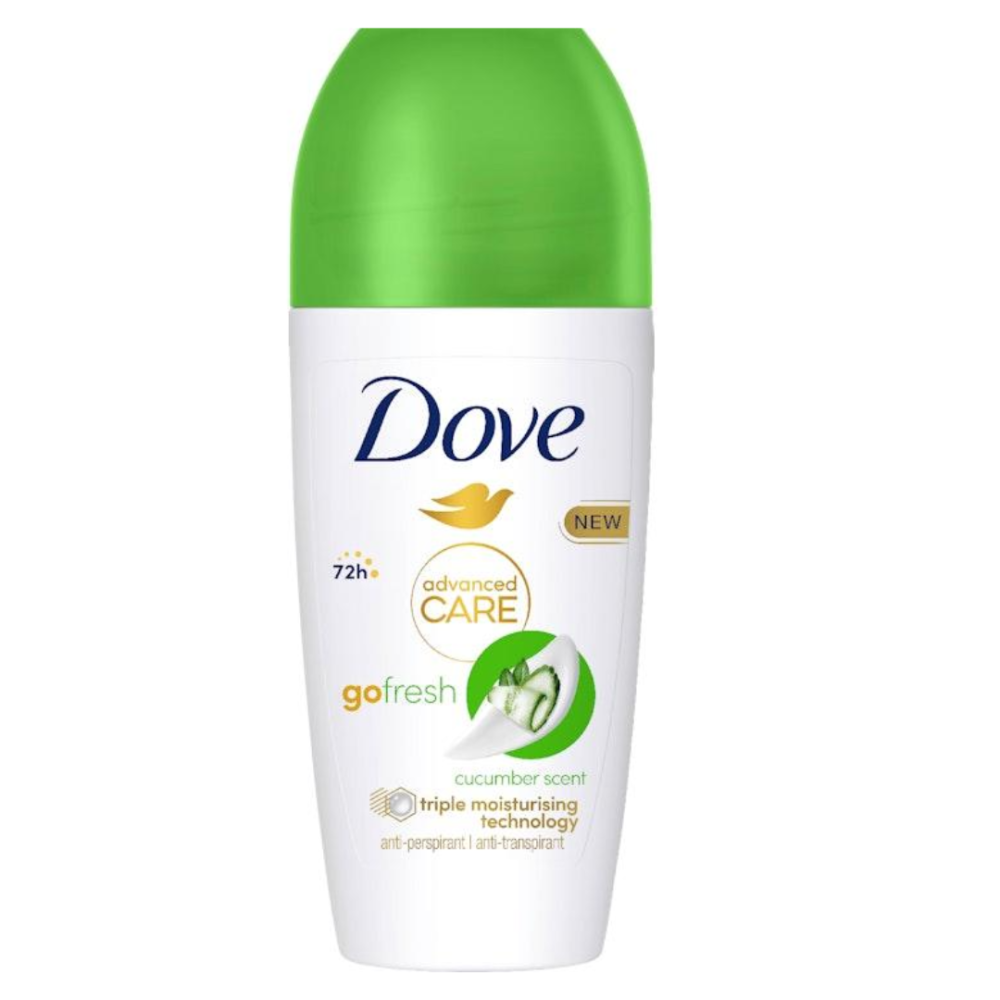 Dove Advanced Care Go Fresh Cucumber Deodorant 50ml green and white roll-on bottle