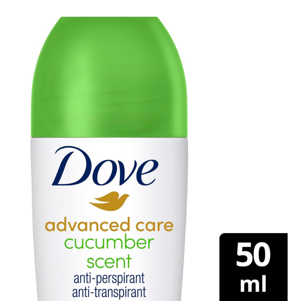 Dove Advanced Care Cucumber Scent Anti-Perspirant Deodorant 50ml Roll-On Green Top White Bottle