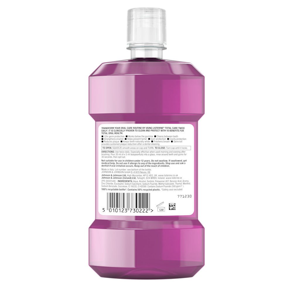 Listerine Total Care antibacterial mouthwash 500ml purple bottle with clear cap