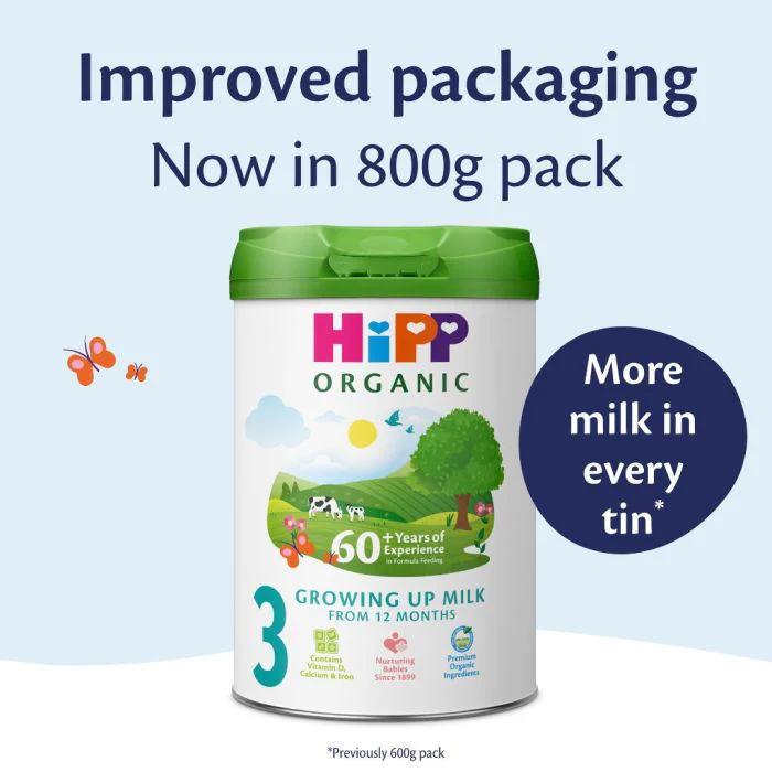 HiPP Organic 3 Growing Up Baby Milk Powder Formula 800g tin from 12 months