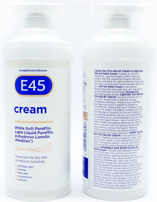 E45 cream 500g white jar for dry skin and eczema relief