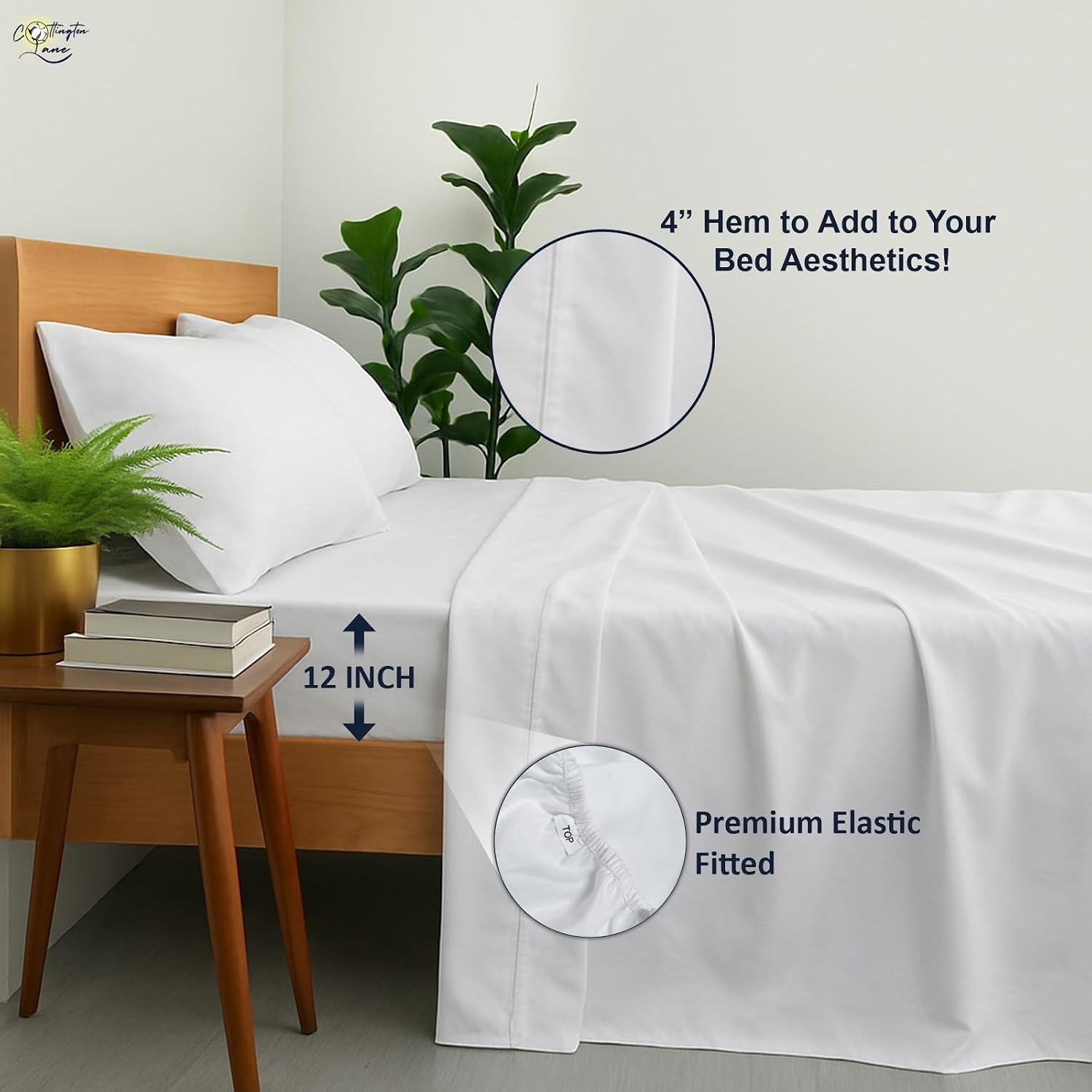 White Pearls 400 Thread Count Royal Egyptian Cotton Sateen King Fitted Sheet — photo 4