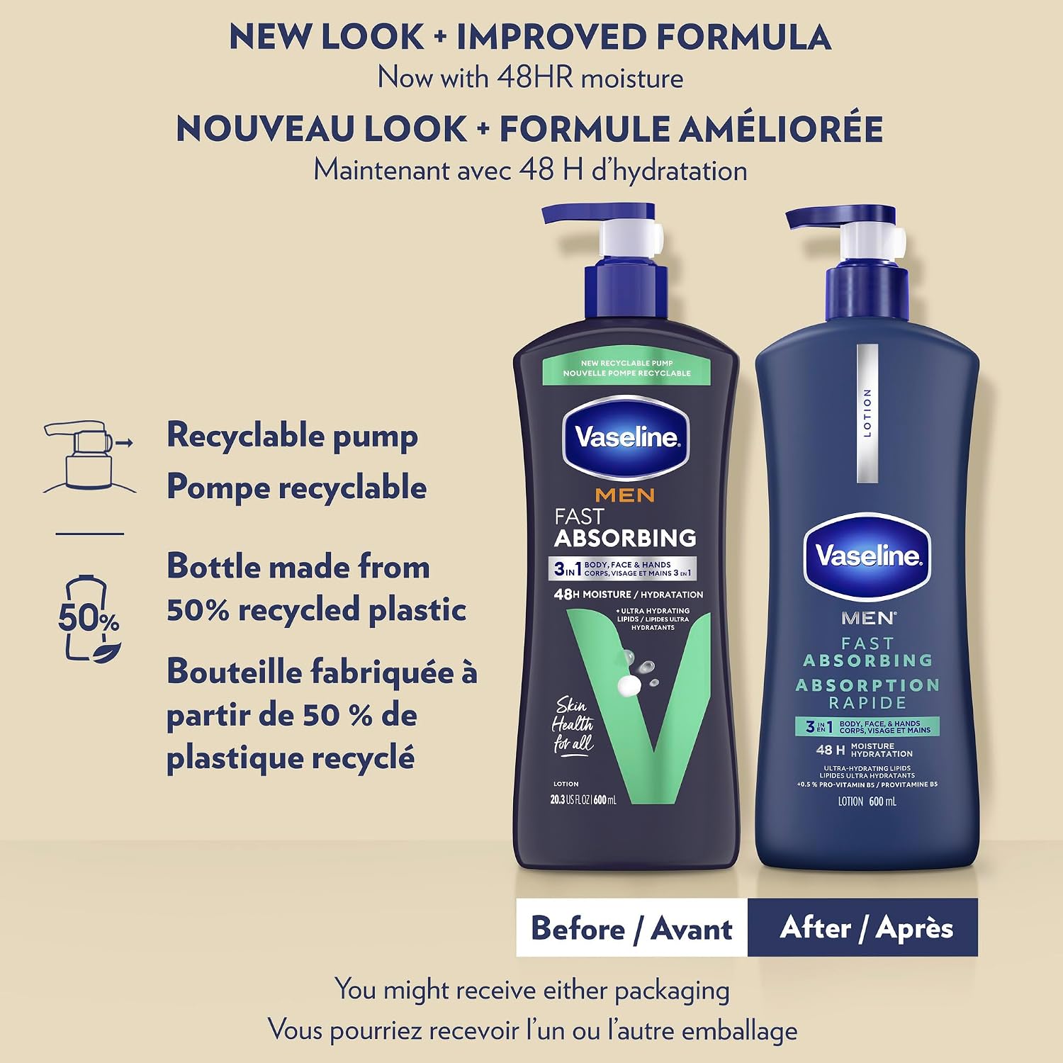 Vaseline Men Fast Absorbing Lotion (600ml) — photo 4