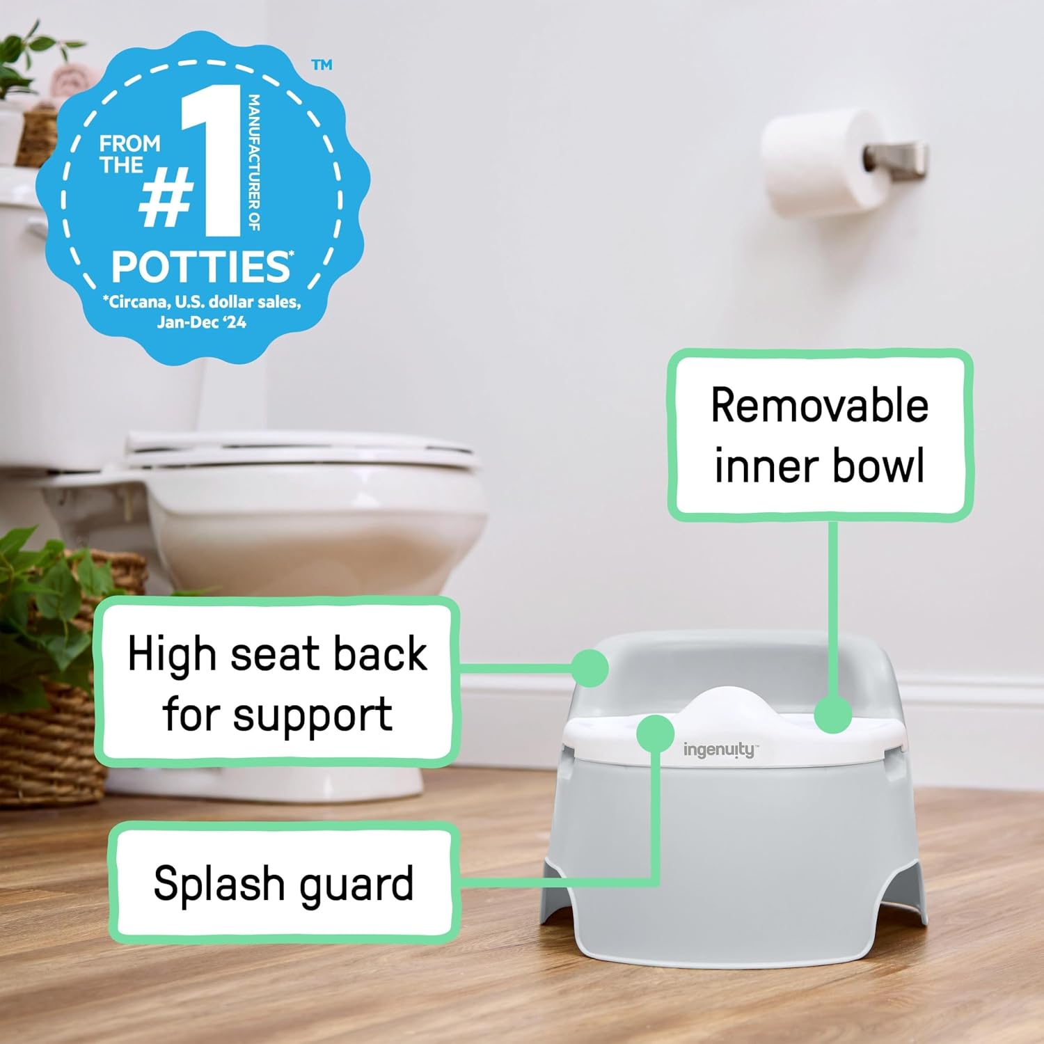 Ingenuity Ready Set Go Potty Training Toilet (White/Grey) — photo 6