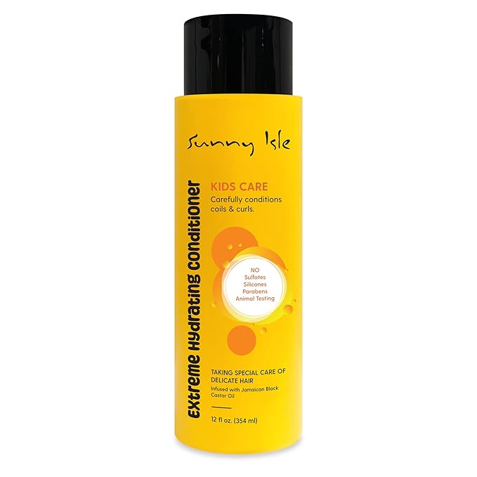 Sunny Isle Kids Care Extreme Hydrating Conditioner 354ml yellow bottle with black cap